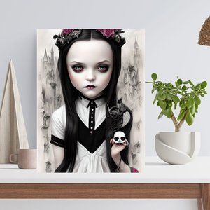 Beautiful Wednesday Addams Chibi Canvas Poster 16" x 24"